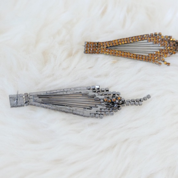 Orange Rhinestones Earring - Picture 4 of 7